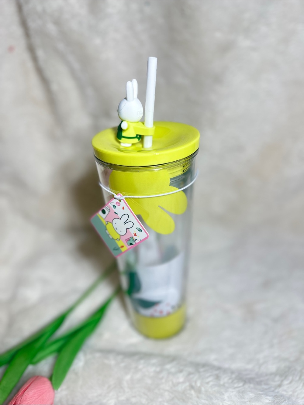 Starbucks Yellow & Green Bunny Tumbler with Straw